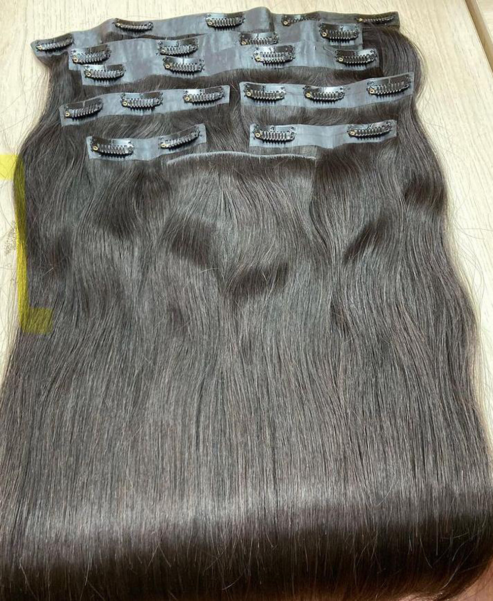 Clip In, black, 30 cm - 75 cm 12"-30"), smooth (straight)