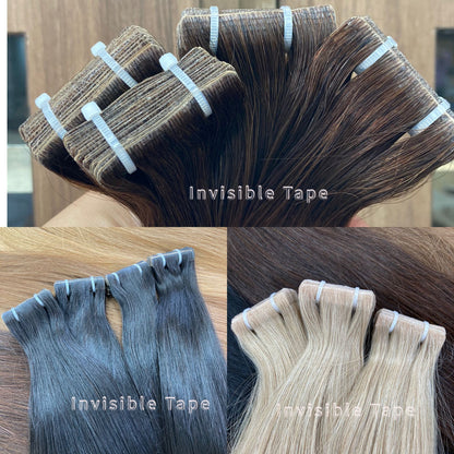 INVISIBLE tape in brown 35 - 65 cm (12" - 26"), smooth (straight)