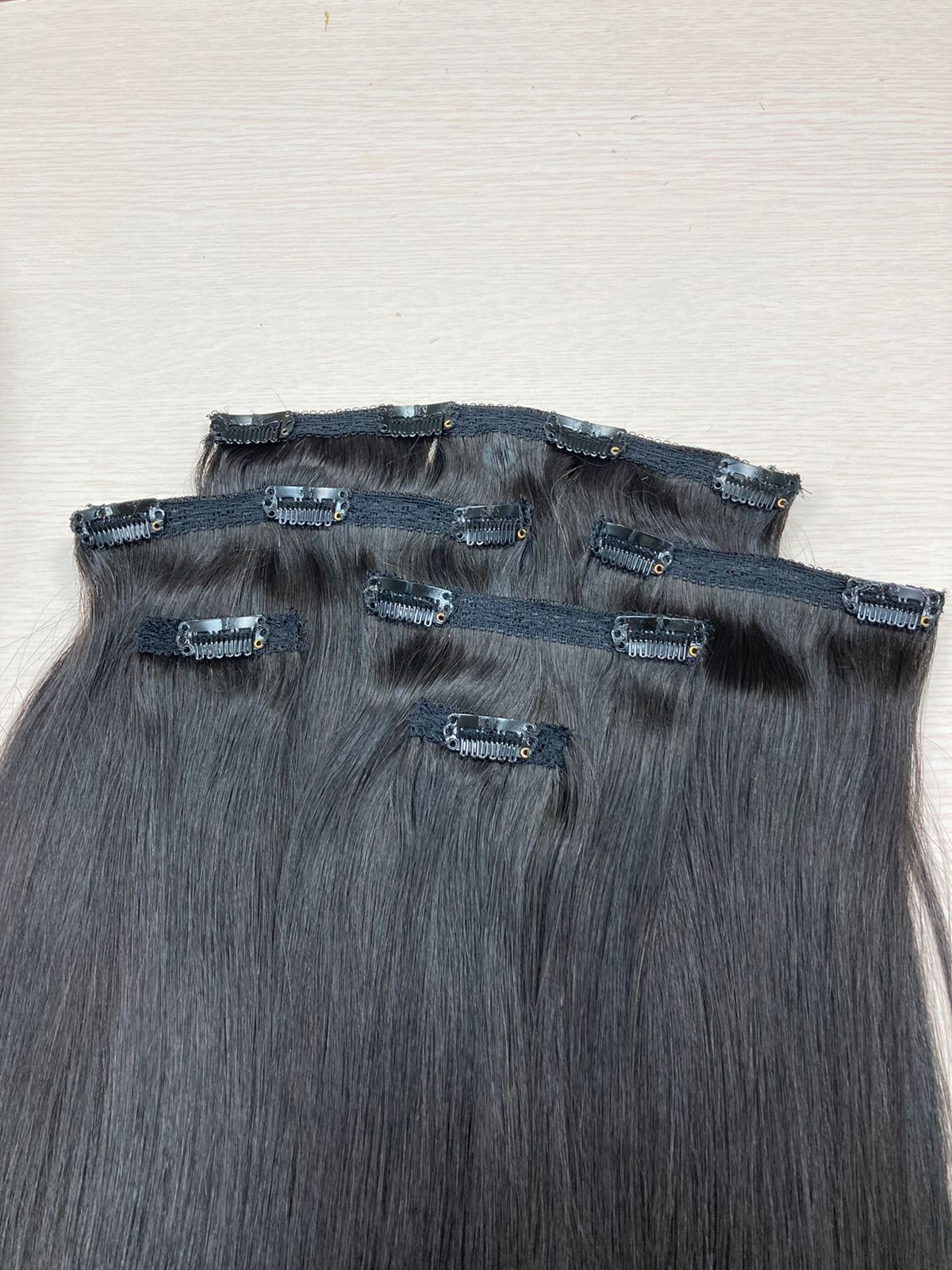 Clip In, black, 30 cm - 75 cm 12"-30"), smooth (straight)