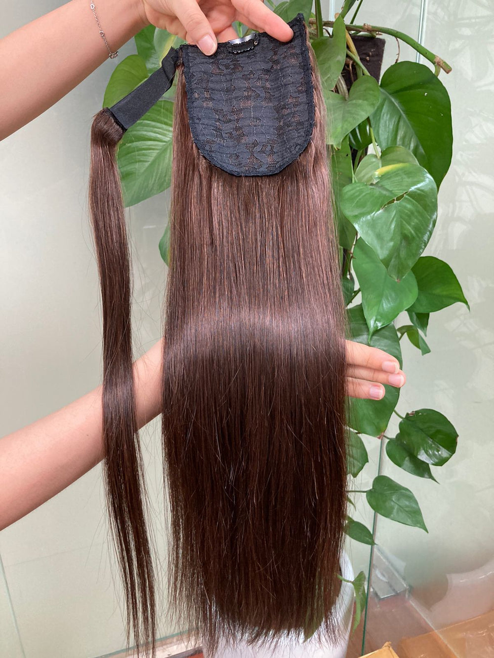 Ponytail 150g, 40cm - 65 cm (16 - 26 inch) braun, glatt (straight)