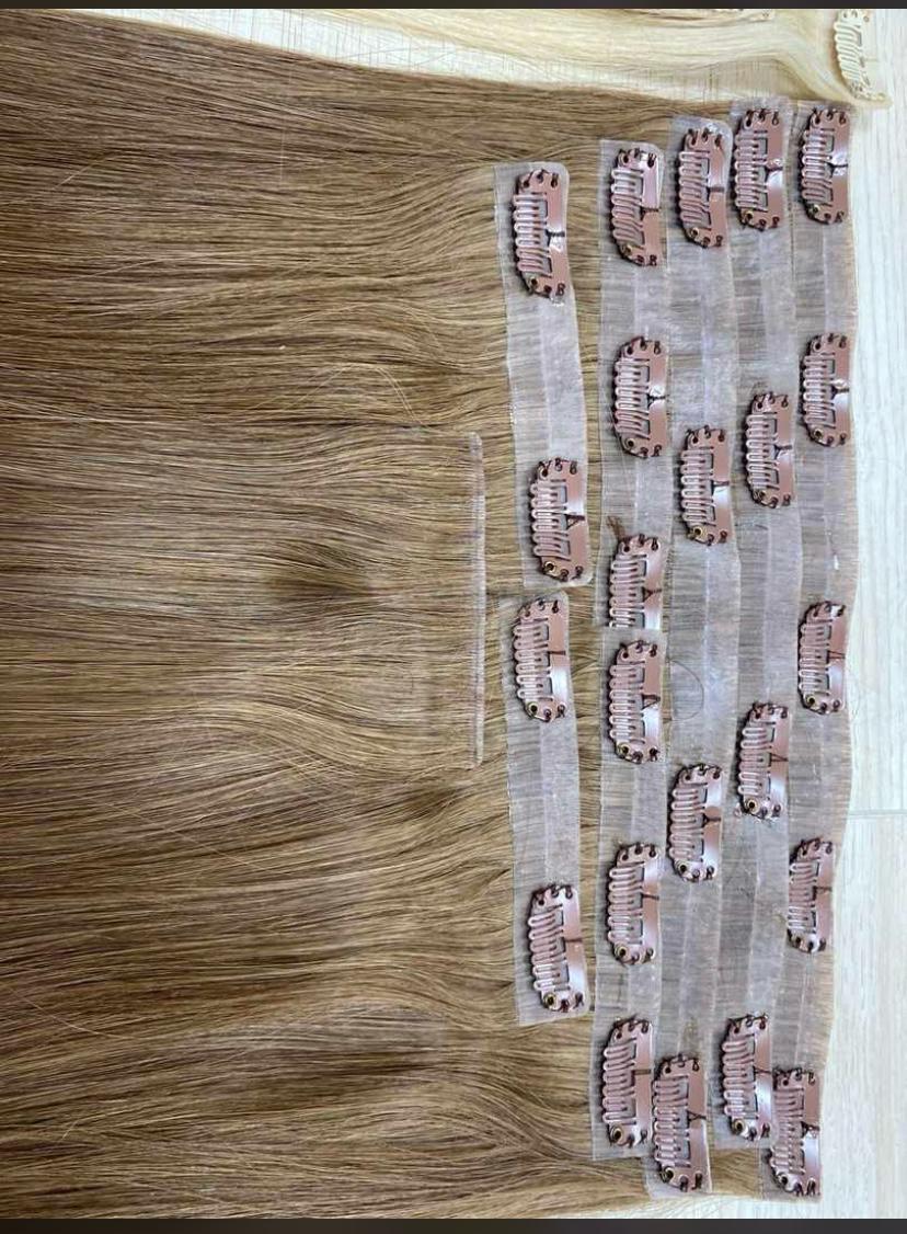 Clip In, braun, 30 cm - 75 cm (12"-30"), glatt (straight)