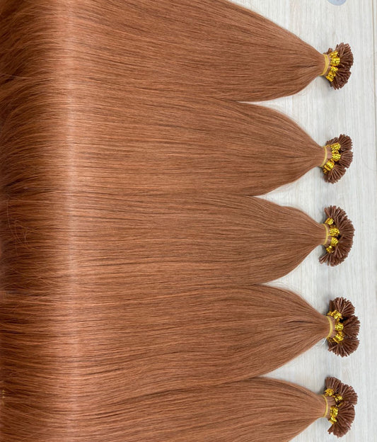 Keratin (bonding), brown, 30 cm - 75 cm (8"-30"), smooth (straight)