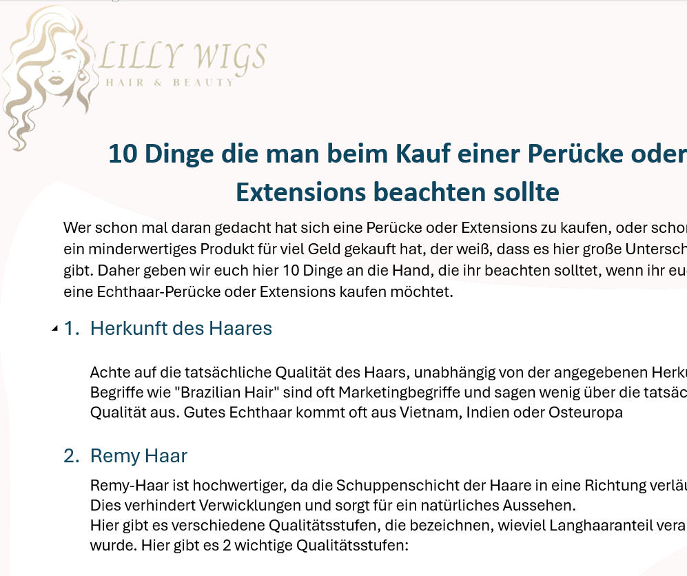 10 Dinge die man beim Kauf einer Perücke oder Extensions beachten sollte