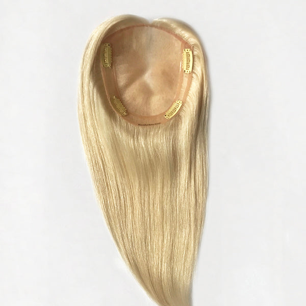 Topper - Silk Top 5x5 inch, 30-70cm ( 12 - 28 inch), blond, straight (glatt)