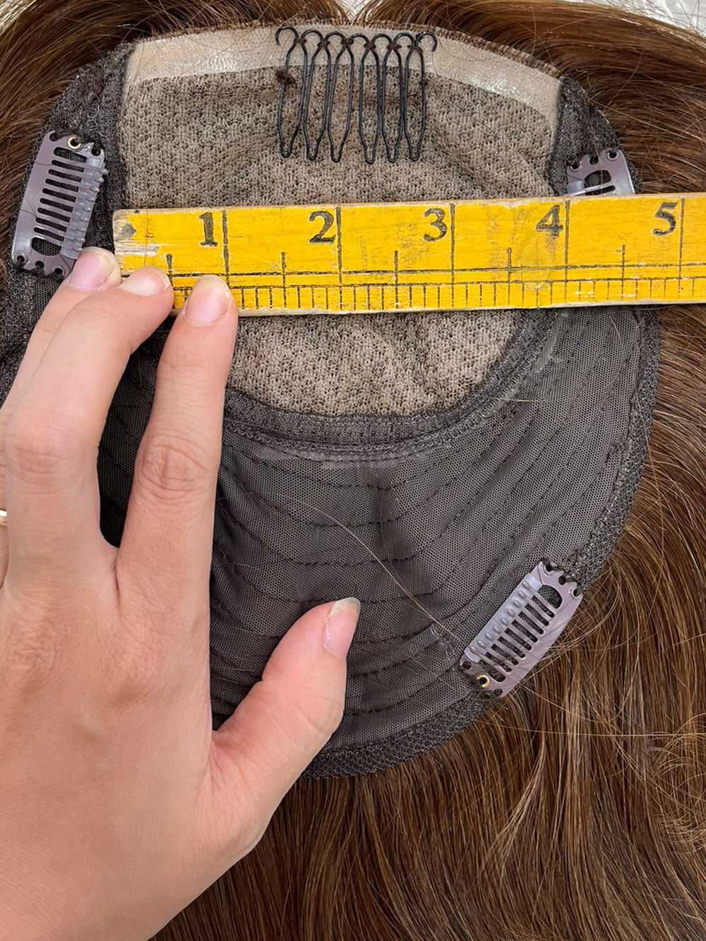 Topper - Silk Top, 6x7 inch, Wefted Back 30-70cm (12 - 28 inch), braun, straight (glatt)